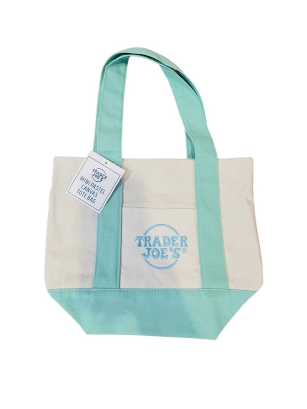 🔥Limited Edition!🔥 Trader Joe’s Pastel Green Canvas Mini Tote Bag 2026 NWT!